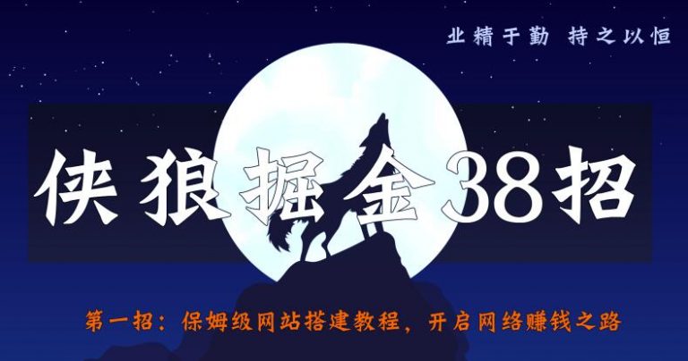 侠狼掘金38招第1招保姆级网站搭建教程，开启网络赚钱之路【视频课程】