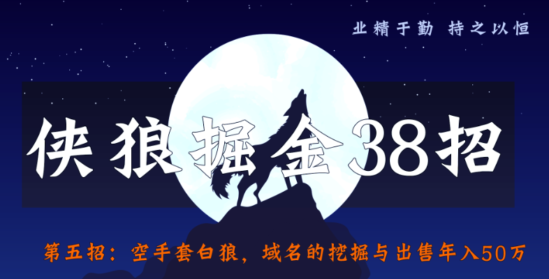 侠狼掘金38招第5招空手套白狼，域名的挖掘与出售年入50万