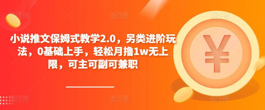 小说推文保姆式教学2.0，另类进阶玩法，0基础上手，轻松月撸1w无上限，可主可副可兼职