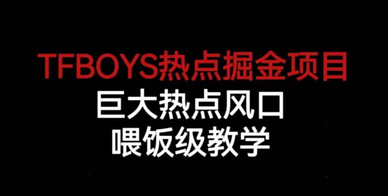 TFBOYS热点掘金项目，巨大热点风口，喂饭级教学