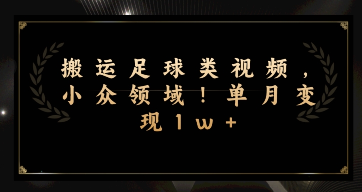 搬运足球类视频，小众领域！单月变现1w+