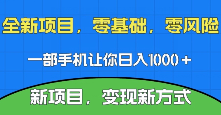 新项目，新平台，一部手机即可日入1000＋，无门槛操作【揭秘】