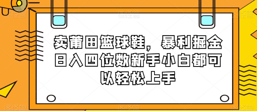 卖莆田篮球鞋，暴利掘金日入四位数新手小白都可以轻松上手