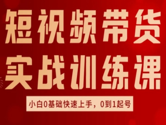 短视频带货实战训练课，好物分享实操，小白0基础快速上手，0到1起号