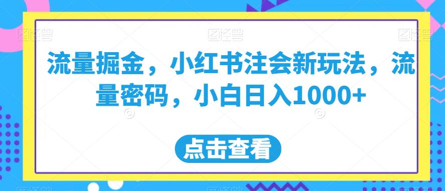 流量掘金，小红书注会新玩法，流量密码，小白日入1000+