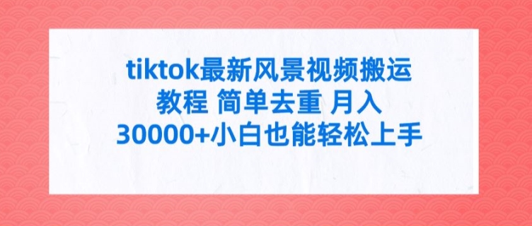 tiktok最新风景视频搬运教程 简单去重 月入3W+小白也能轻松上手