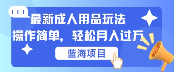 最新成人用品项目玩法，操作简单，动动手，轻松日入几张